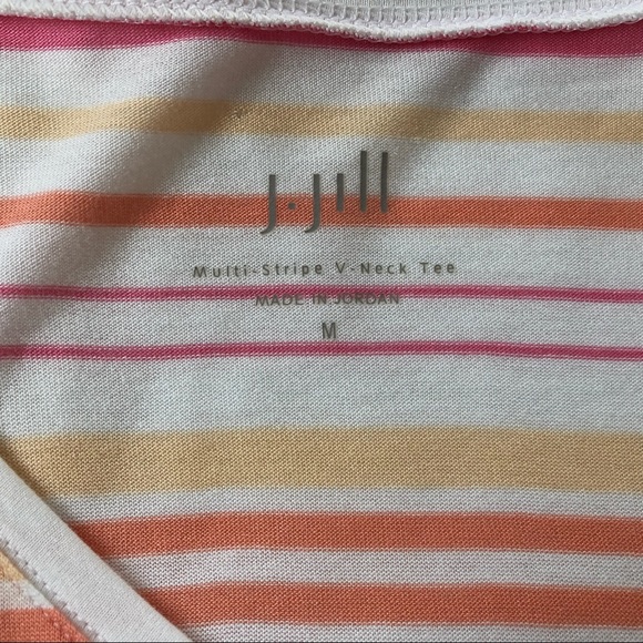 J.Jill Tee Multi Stripe V Neck Tee. Sz M - Picture 5 of 6